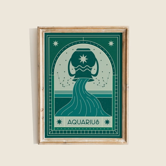 Aquarius Zodiac Poster Celestial Wall Art