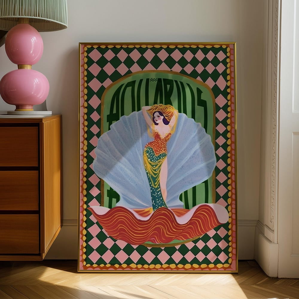 Aquarius Zodiac Poster, Coquette Mermaid, Celestial Dorm - Walmart.com