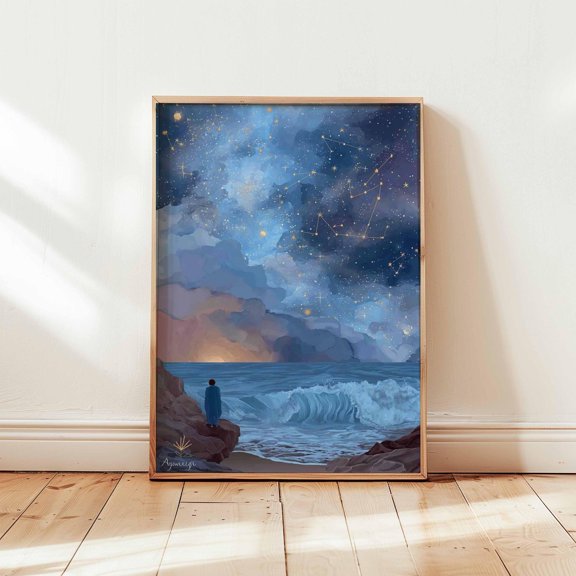 Aquarius Zodiac Poster Modern Celestial Wall Art