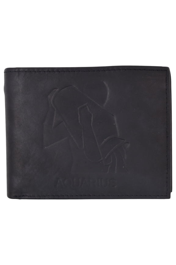 Aquarius Zodiac Sign Bifold Trifold Genuine Leather Men's Wallets