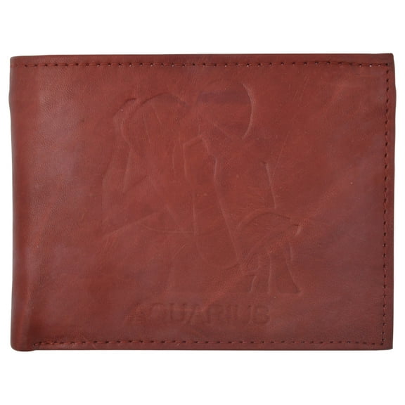 Aquarius Zodiac Sign Bifold Trifold Genuine Leather Men's Wallets