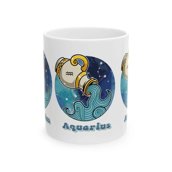 Aquarius Zodiac Sign Ceramic Mug, Aquarius Zodiac Sign Coffee Mug, Zodiac Horoscope Signs Ceramic Mug, 11oz