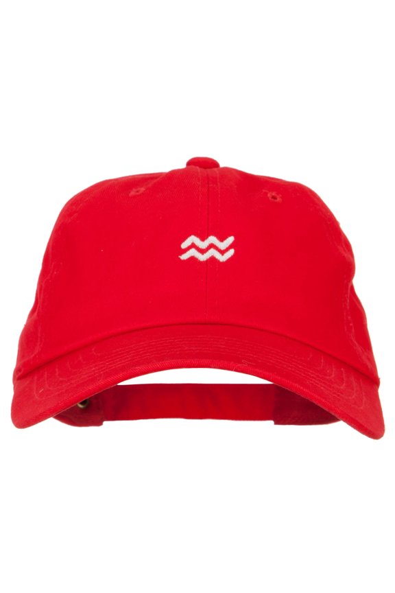 Aquarius Zodiac Sign Embroidered Unstructured Cap - Red OSFM