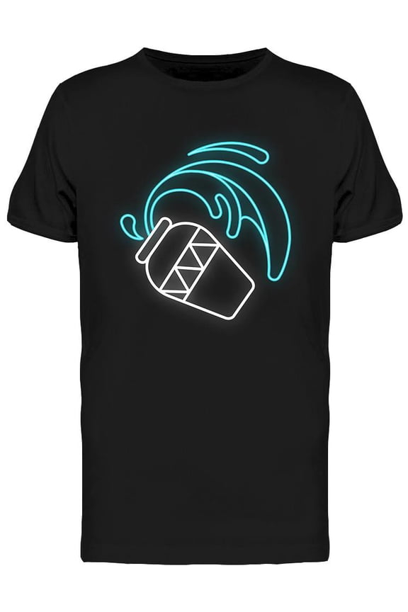 Aquarius Zodiac Sign Neon Design T-Shirt Men -Image by Shutterstock, Male Large