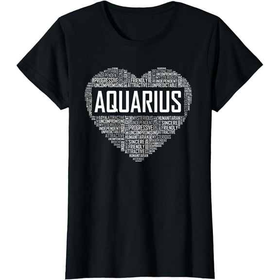 Aquarius Zodiac Traits Horoscope Astrology Sign Gift Heart T-Shirt