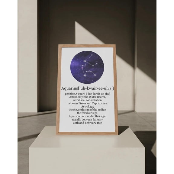Aquarius Zodiac Wall Art | Star Constellation Print | Astrology Dictionary Poster | Horoscope | Minimal Celestial Home Decor, Unframed Poster Size 8x12