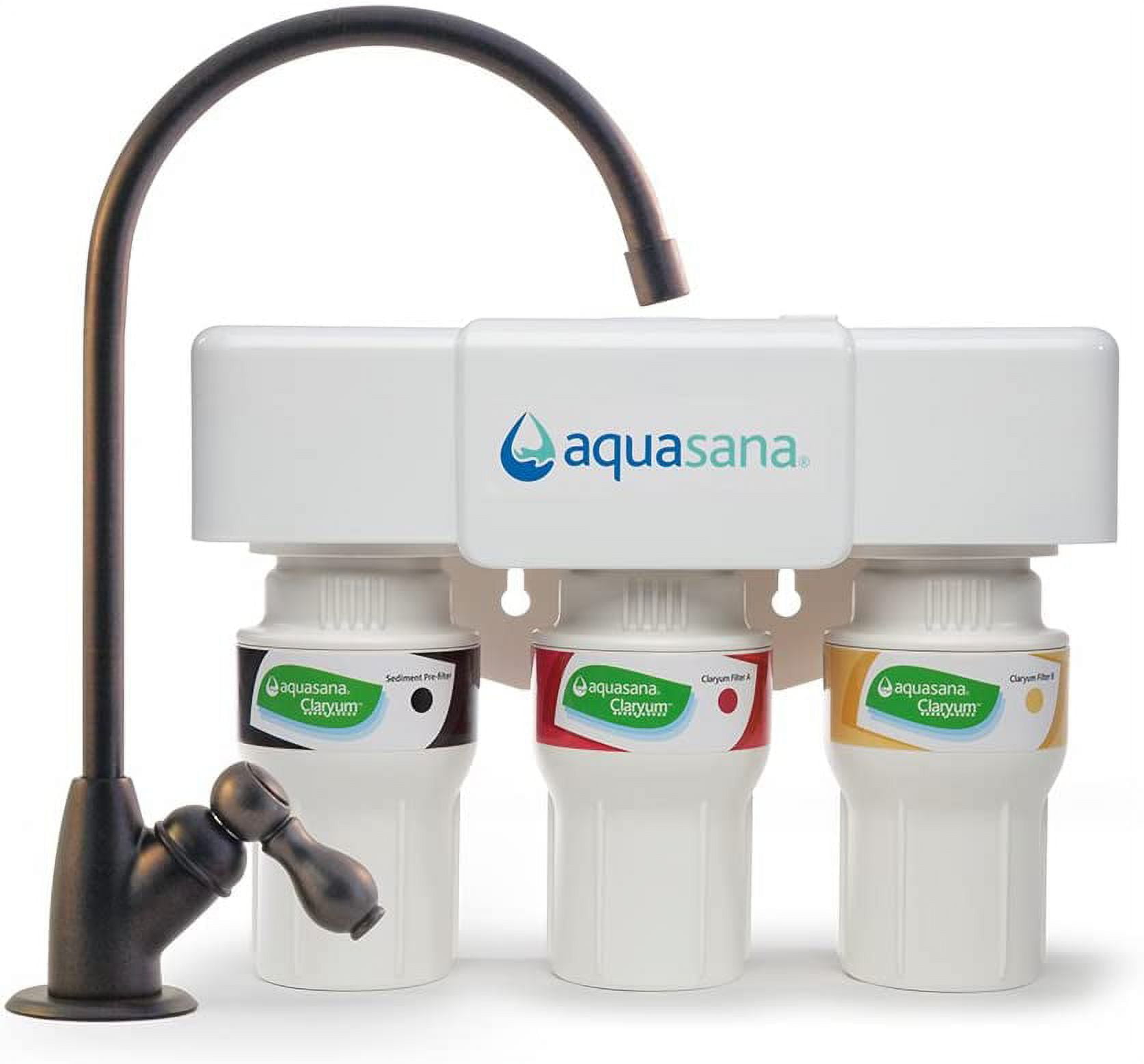 Aquasana 3-Stage Max Flow Claryum Under Sink Water Filter System Kitchen  Counter Faucet Filtration Filters 99% Of Chloramine – Oil-Rubbed Bronze  AQ-5300+