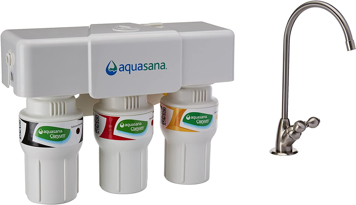 Aquasana Triple-Stage Under Sink Water Filter System with Nickel Faucet