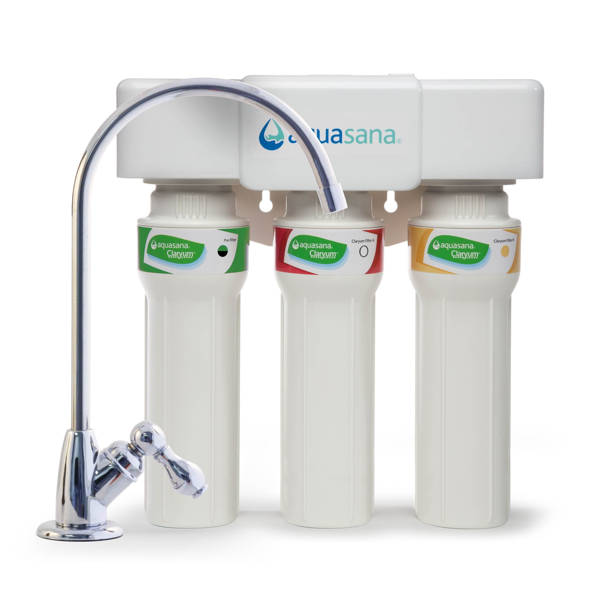 Aquasana 3-Stage Max Flow Under Sink Water Filter System with Chrome Faucet