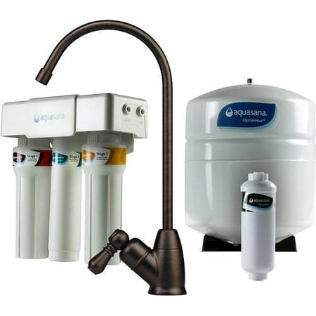 Aquasana - OptimH2O Reverse Osmosis + Clayrum 3-Stage Under Sink Water Filter System with Dedicated Faucet - Oil Rubbed Bronze