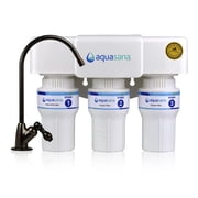 Aquasana Under Sink Water Filter | 3-Stage Filtration | Certified to Reduce up to 99.99% PFAS, Lead, Chlorine, More | Under Counter Drinking Water Filter | Oil-Rubbed Bronze Faucet | AQ-6300-ORB