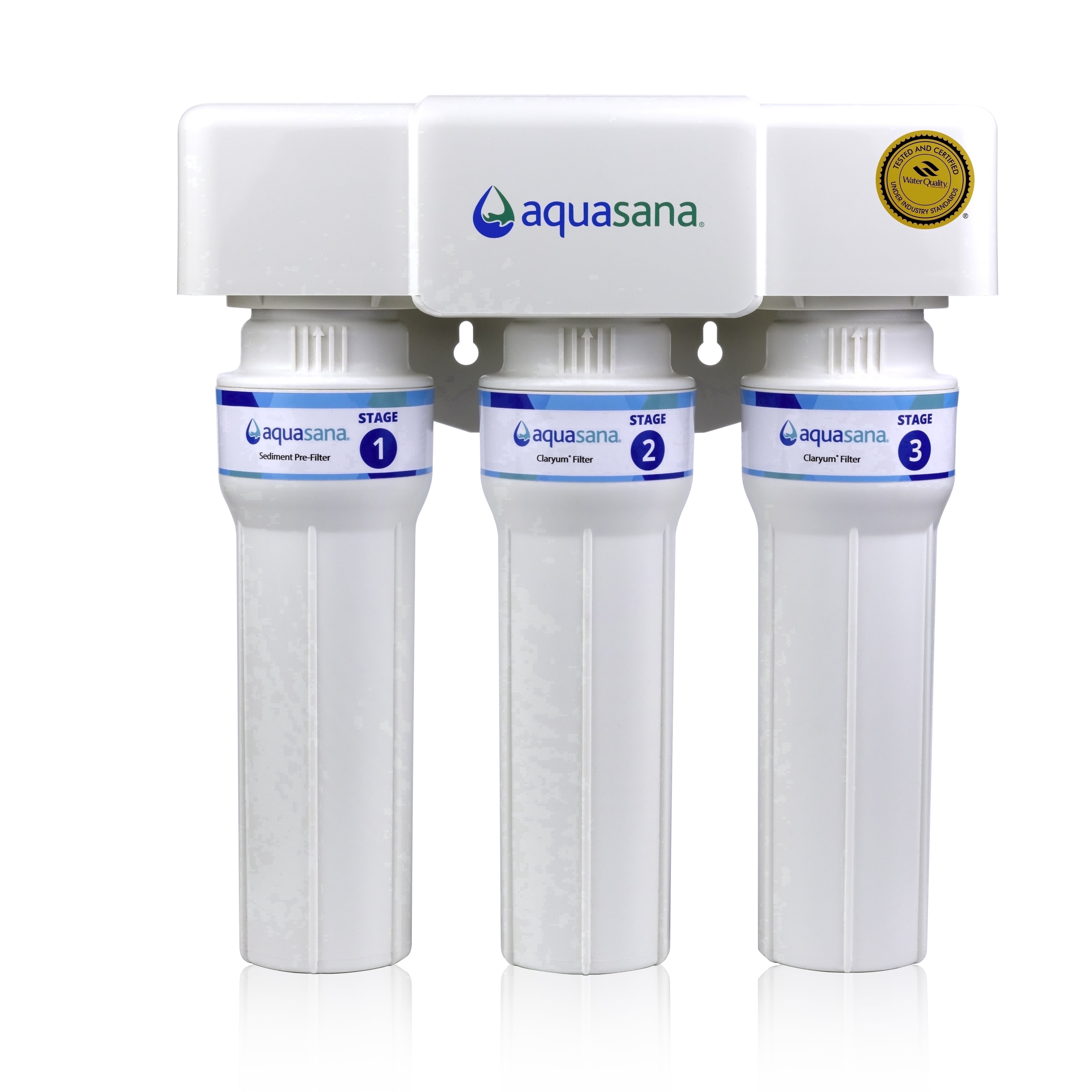 Aquasana Under Sink Water Filter | 3-Stage Max Flow  Filtration | Reduces up to 99.99% of 78 Contaminants - PFAS, Lead, Chlorine, Cysts, & More | Under Counter Drinking Water Filter | AQ-6300M-NF