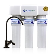 Aquasana Under Sink Water Filter | 3-Stage Max Flow Filtration | Reduces up to 99.99% of PFAS, Lead, Chlorine, More | Under Counter Drinking Water Filter | Oil-Rubbed Bronze Faucet | AQ-6300M-ORB