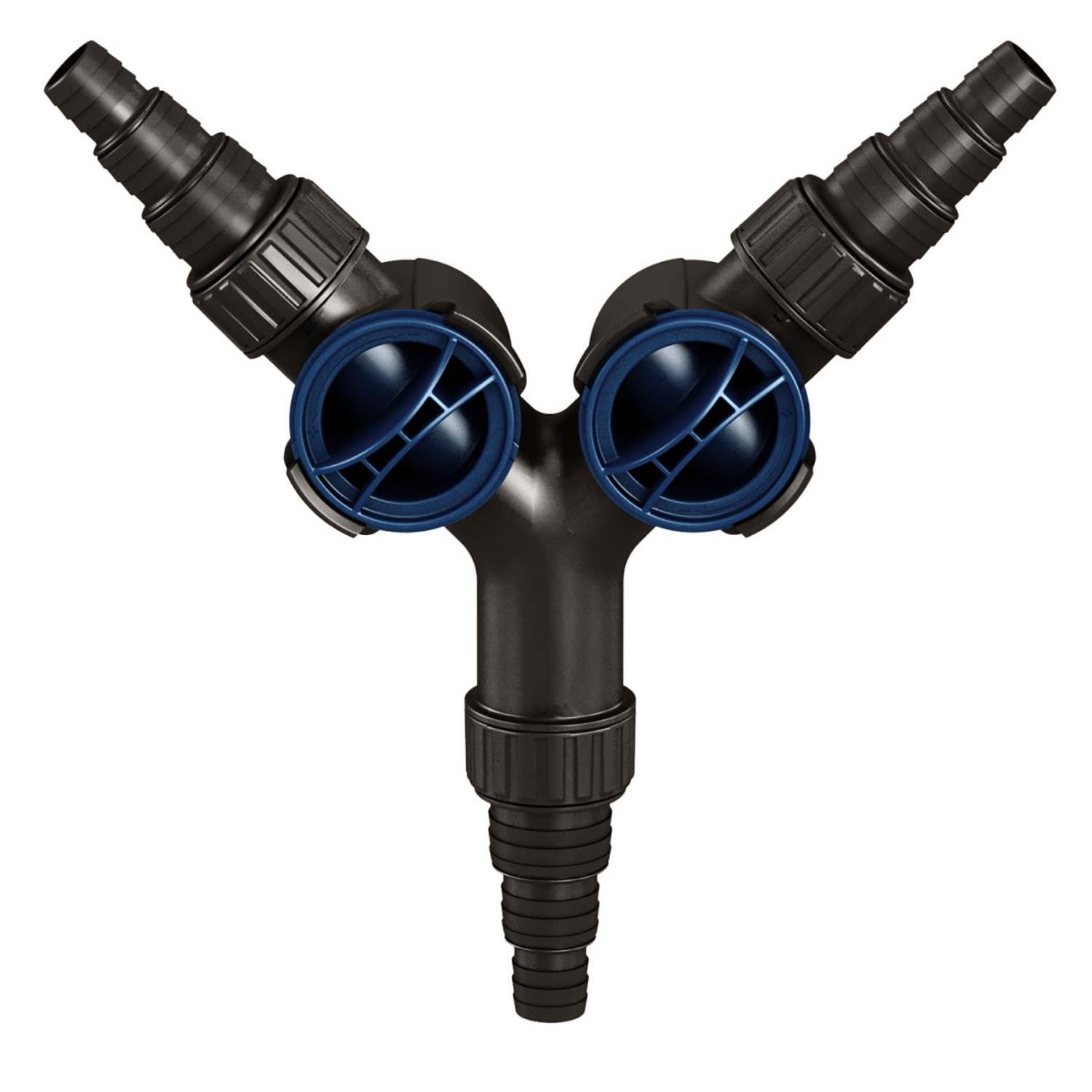 Black and Blue Multi Hose Flow Control Y Valve