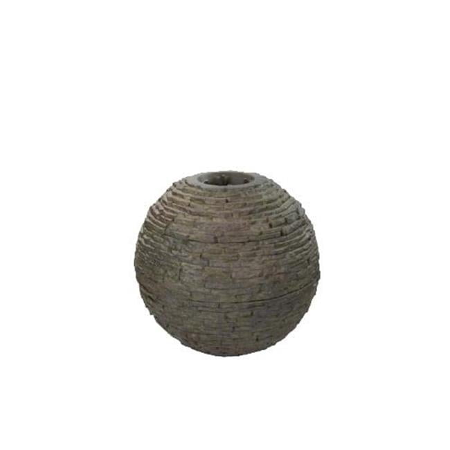 Small Slate Gray Fiber-Resin Stacked Sphere Fountain