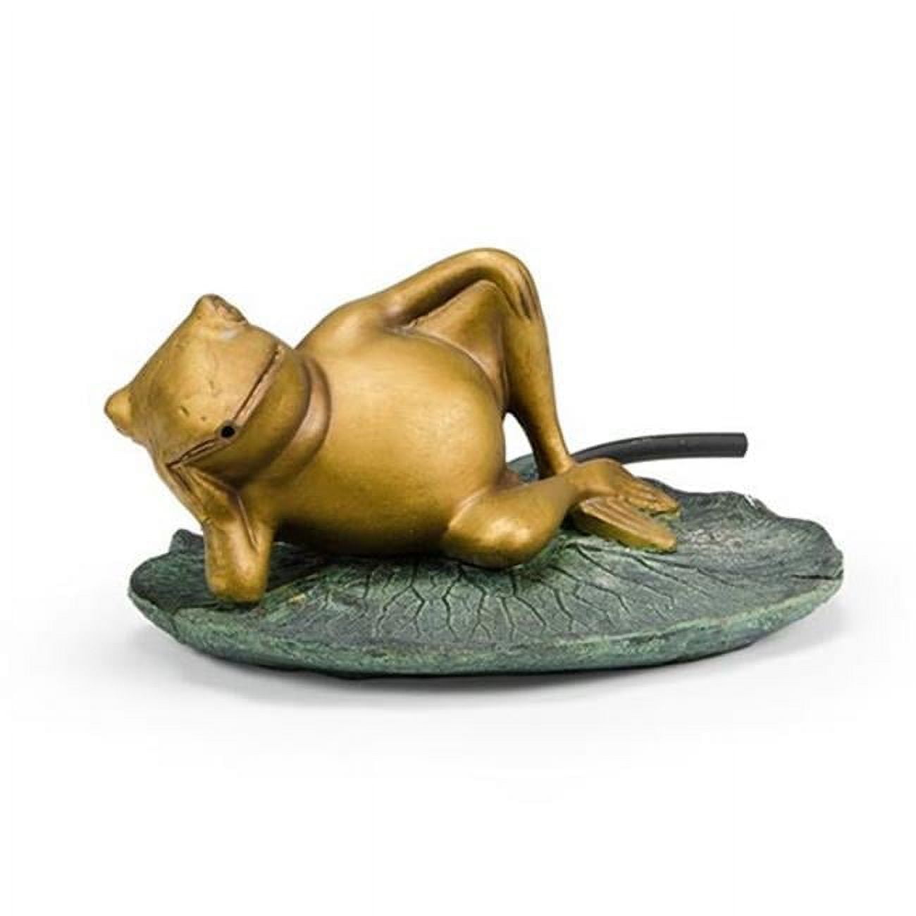 Lazy Frog on Lily Pad Polyresin Garden Spitter