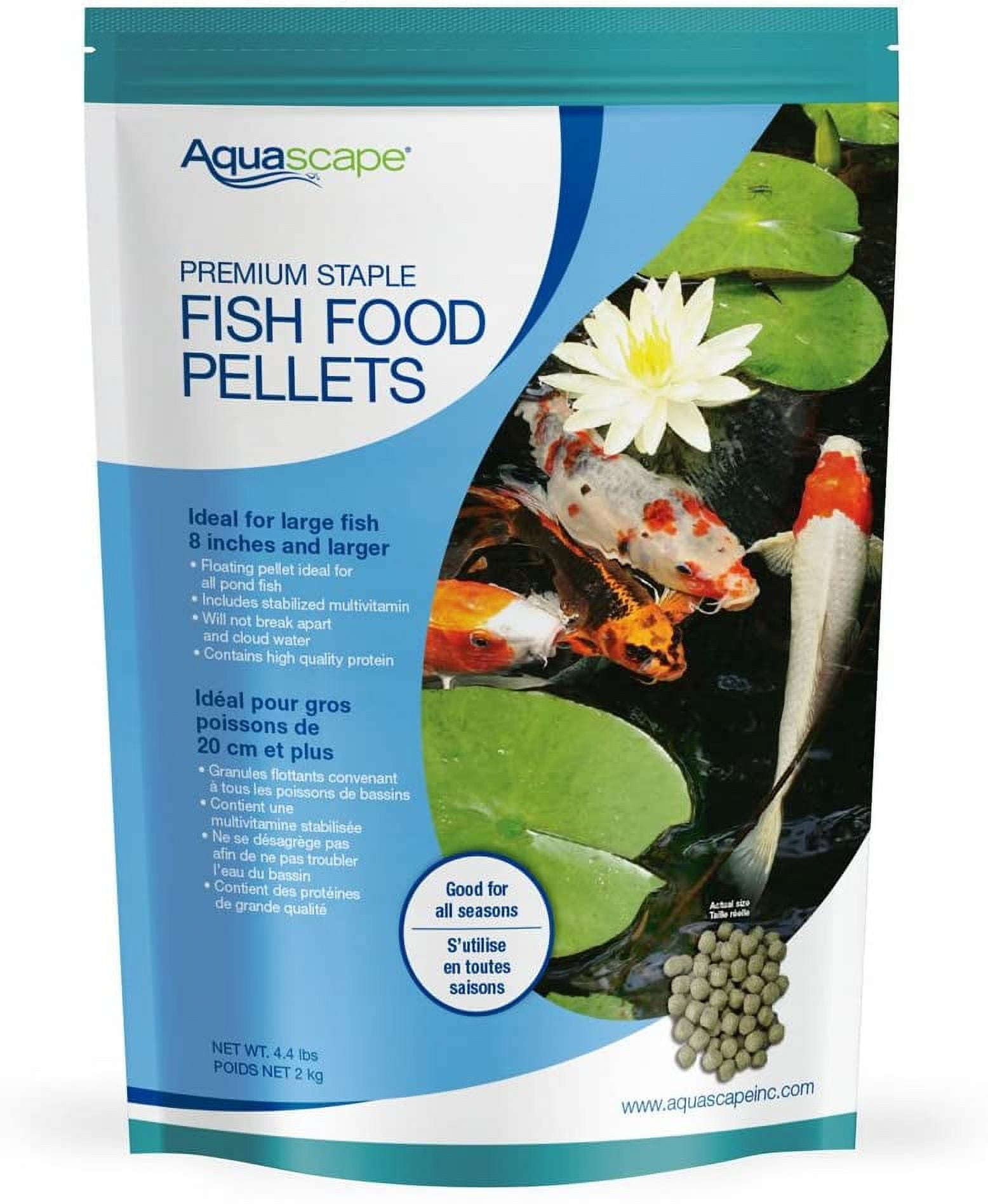 Aquascape Premium Staple Fish Food Pellets for Large Pond Fish, Large Pellet, 4.4 pounds