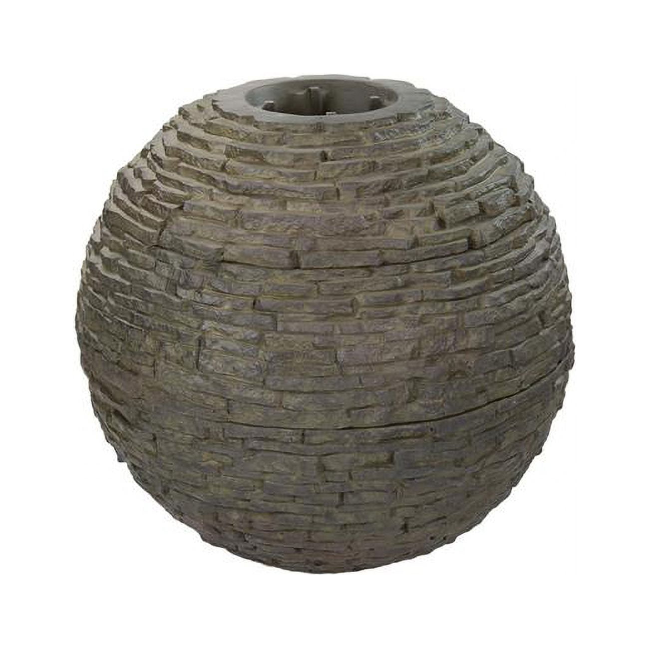 Large Gray Fiber-Resin Stacked Slate Sphere Fountain