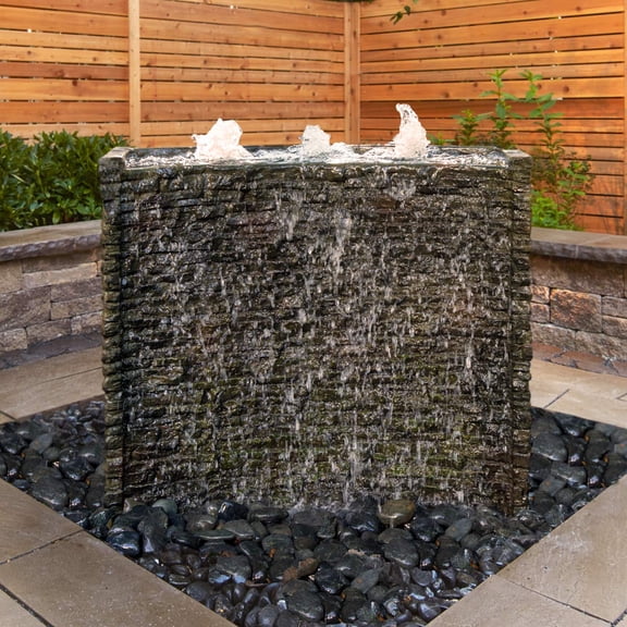 Aquascape Stacked Slate Spillway Wall Water Feature Complete Landscape Kit
