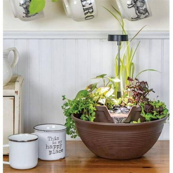 Aquascape Tabletop Water Fountain with LED Lights, Resin, Mocha