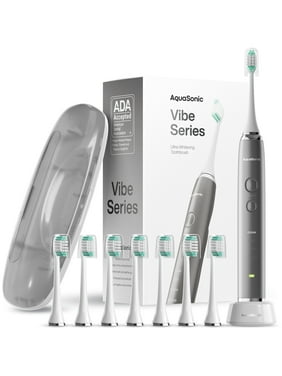 Aquasonic Electric Toothbrush Wireless Charging Ultra-Whitening Vibe Series, charcoal Metallic