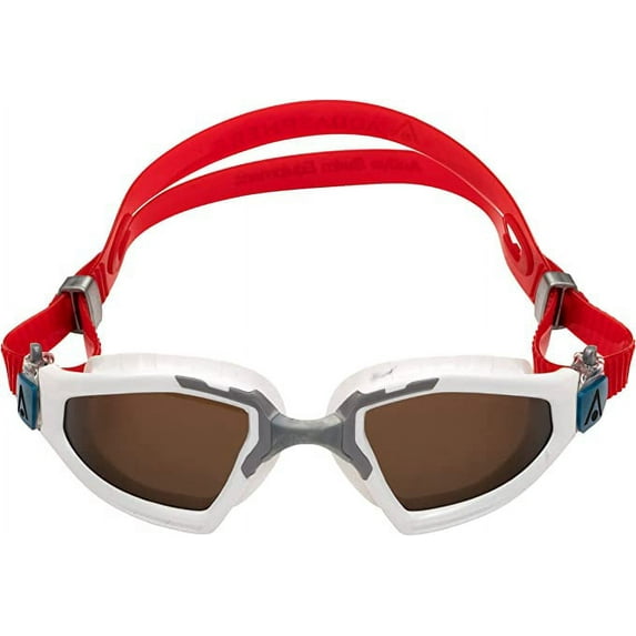 Aquasphere Kayenne Pro Adult Unisex Swim Goggles - Increased Field of Vision, Adjustable Nose-Bridge, Leak-Resistant Seal - Polarized Brown Lens, White/Grey Frame