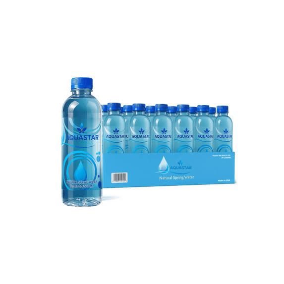 Aquastar Natural Spring Water - 24 Pack (16.9 fl oz) BPA-Free Plastic Bottles | Refreshing & Pure Spring Water
