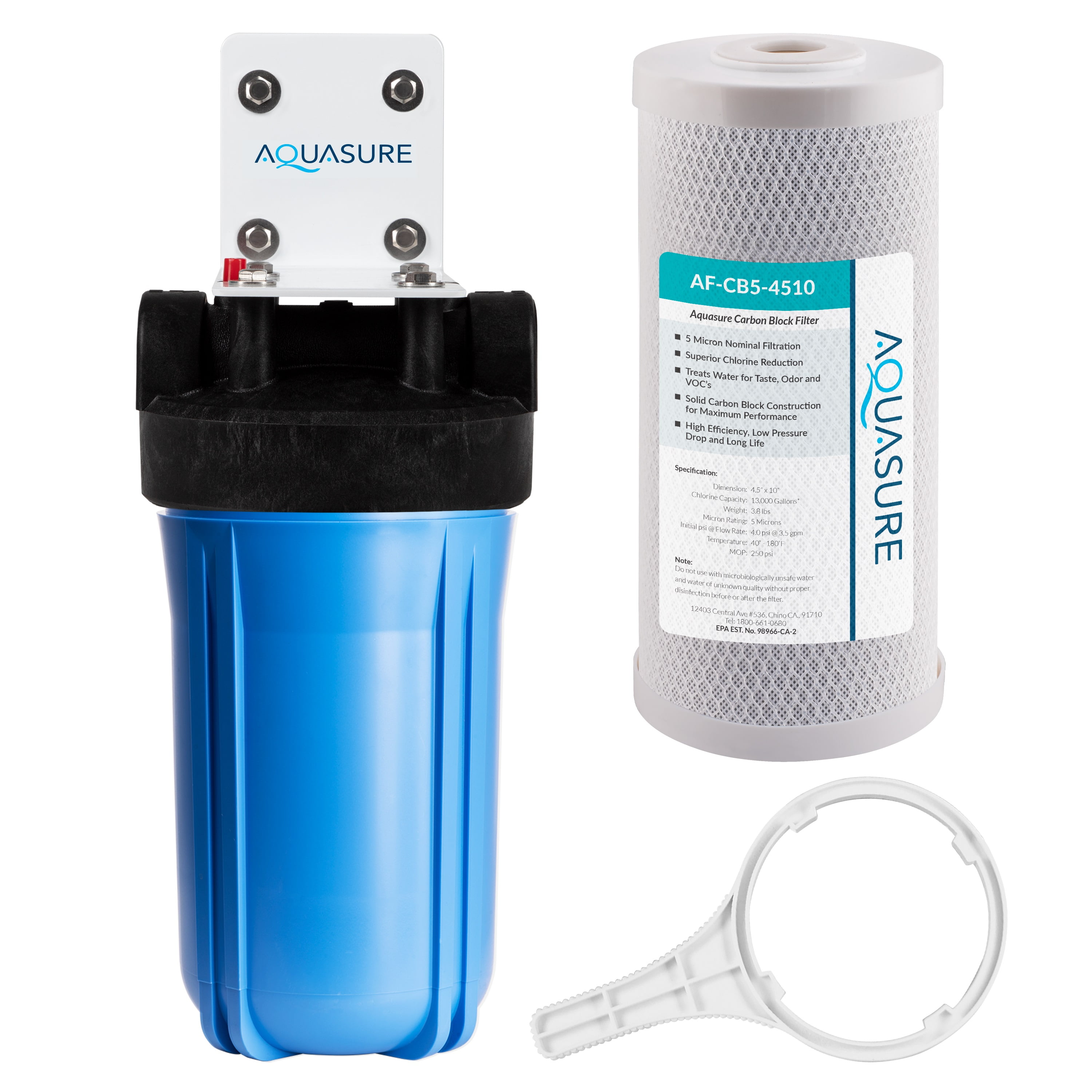 Aquasure Fortitude 10" Blue Carbon Block Water Filter System