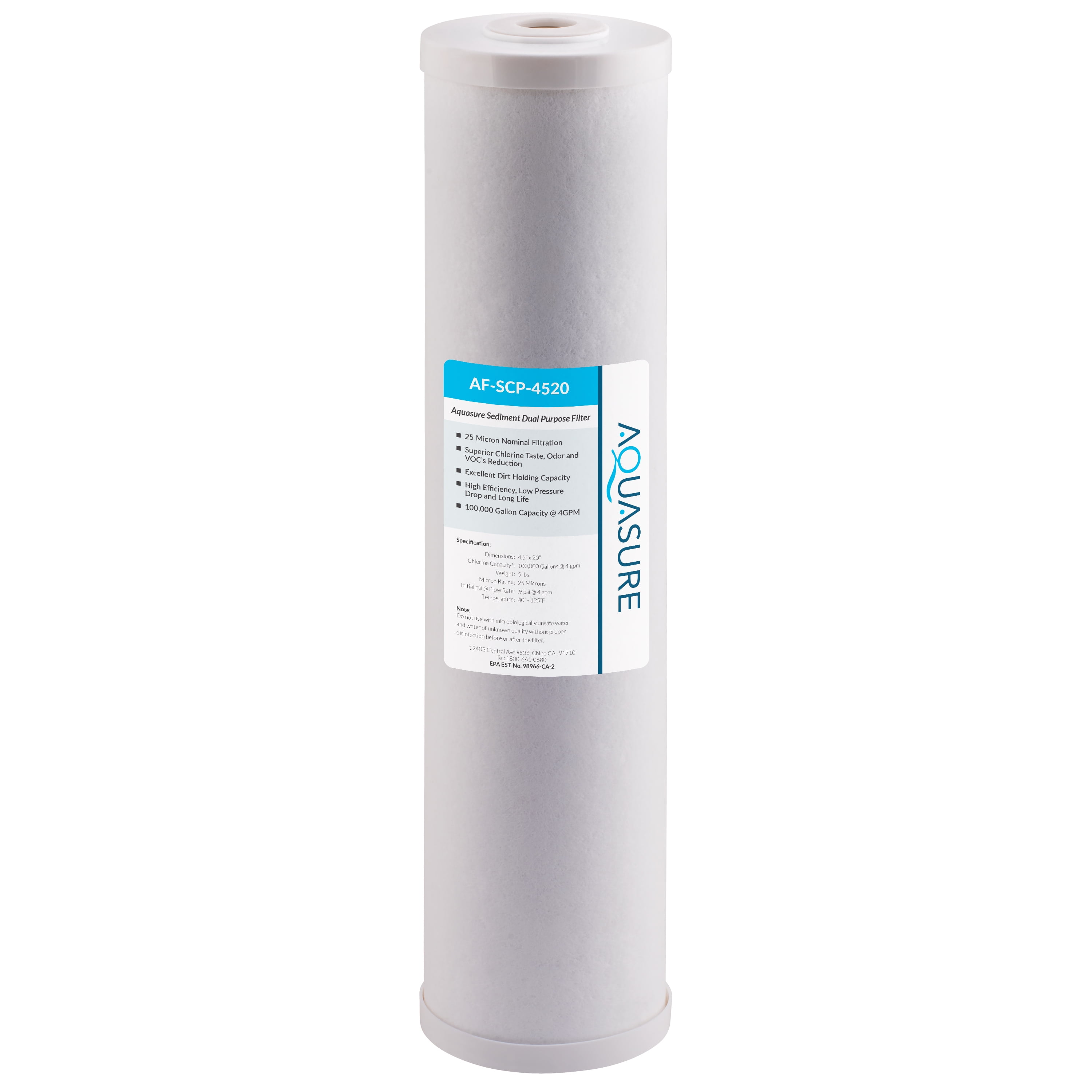 Aquasure 20" High Capacity Sediment and Carbon Water Filter