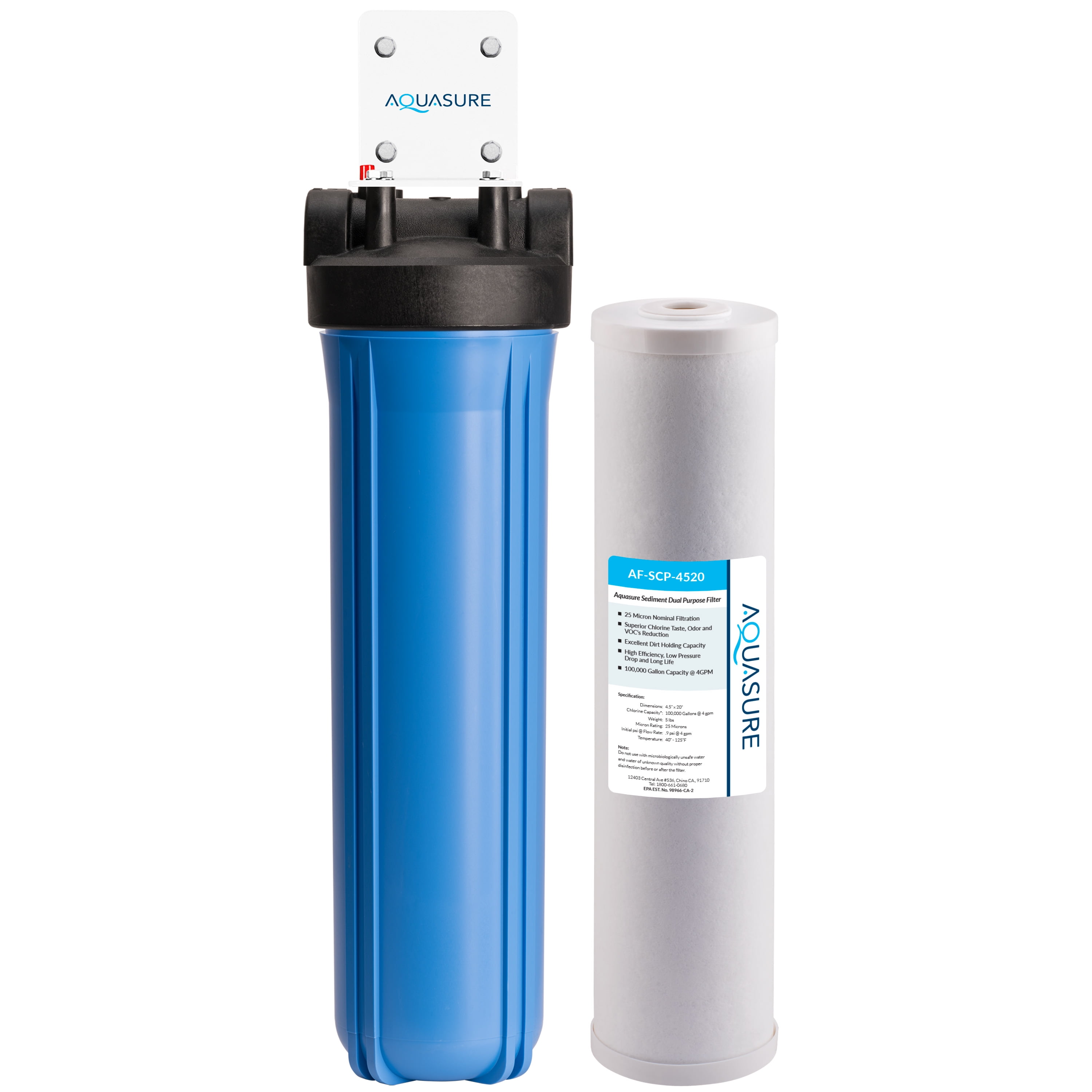 Aquasure Fortitude Blue and White Whole House Water Filtration System