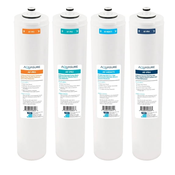Aquasure Premier Series Complete 4-Stage 75 GPD Filter Replacement Cartridge Bundle Set for AS-PR75