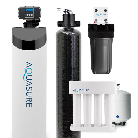 Aquasure Signature Lite Whole House Water Treatment Bundle with 34,000 Grains Softener & 75 GPD RO System for 1-2 bathrooms (AS-SE-LITE650A)