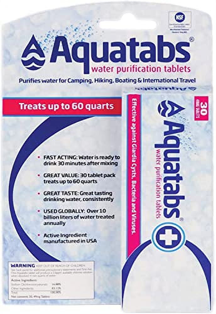 Aquatabs 49mg Water Purification Tablets. Water Filtration System for