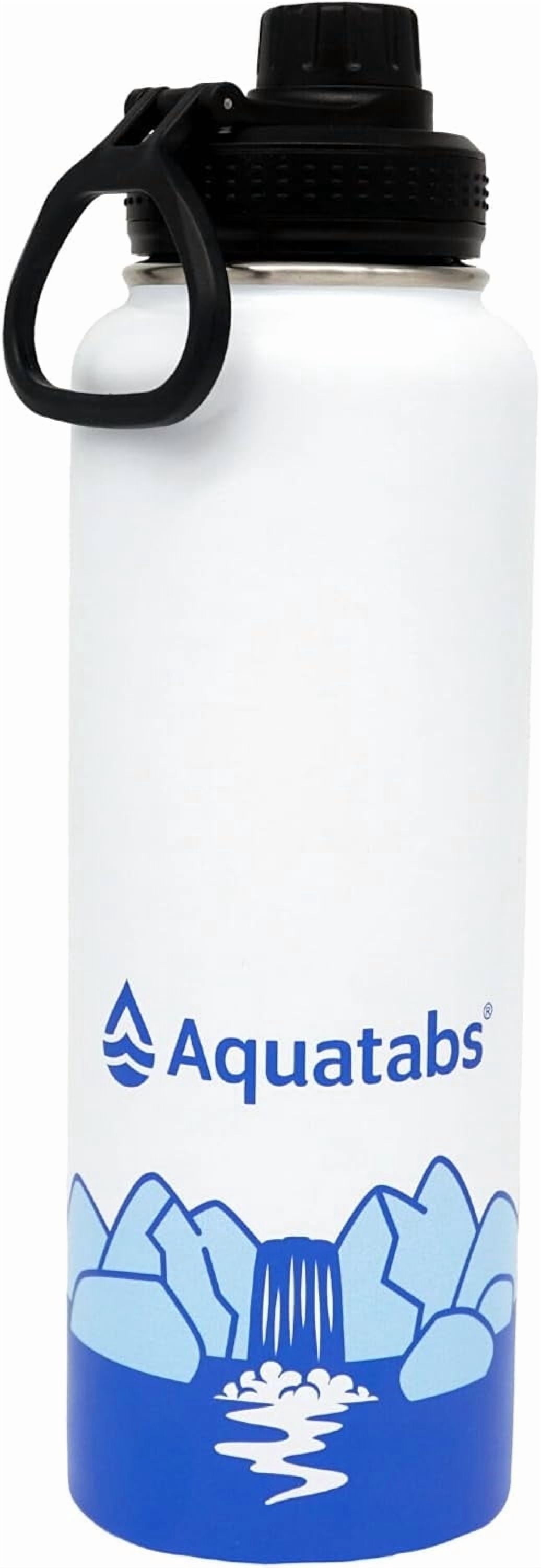 Aquatabs Stainless Steel Insulated Water Purifier Bottle, 40 oz, Bpa Free