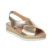 Aquatalia Adelina Waterproof Leather Espadrille Sandal, 6, Metallic
