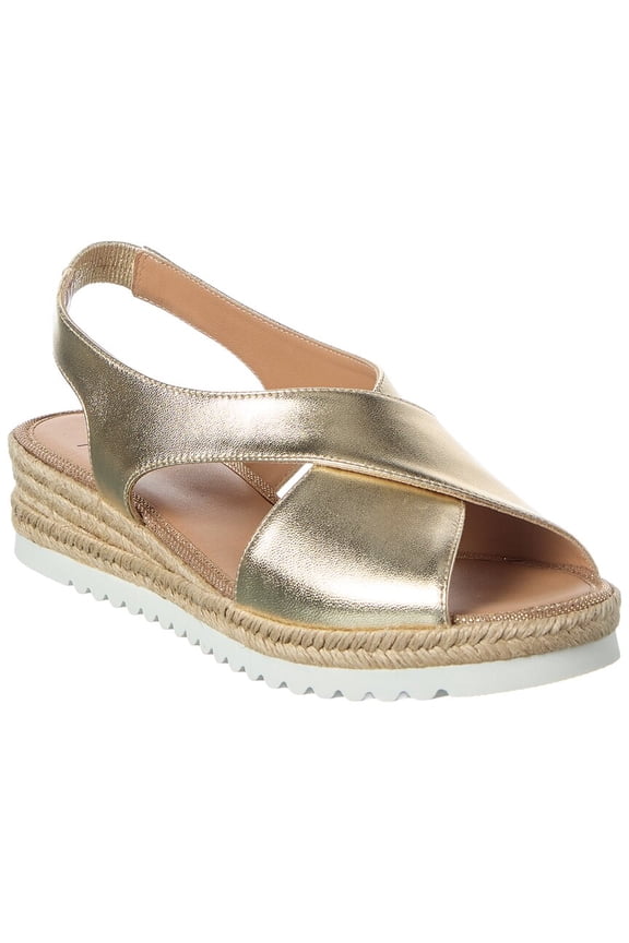 Adelina Waterproof Leather Espadrille, 8, Metallic
