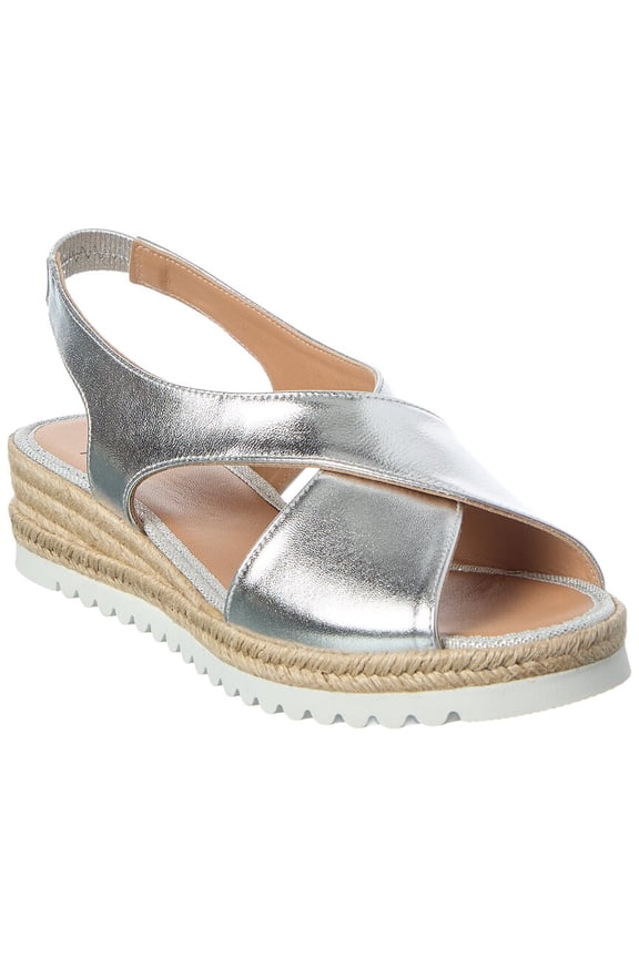 Adelina Waterproof Leather Espadrille, 8, Metallic