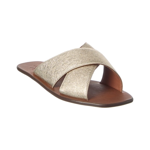 Aquatalia Britt Waterproof Leather Sandal, 5, Metallic