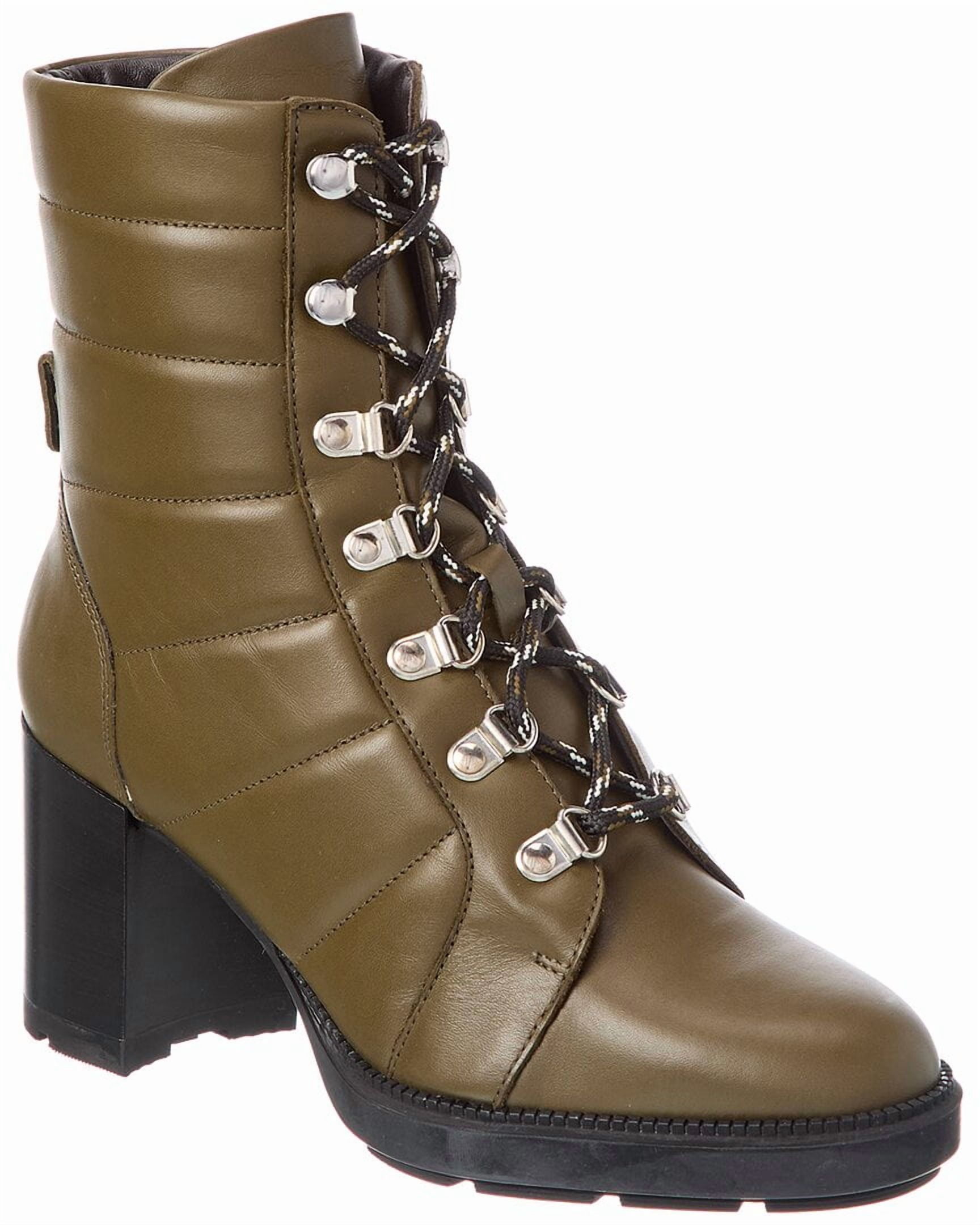 Aquatalia green and black boots size 7.5. Aquatalia - Hana Green Croc Embossed Leather Combat Boot main image 4