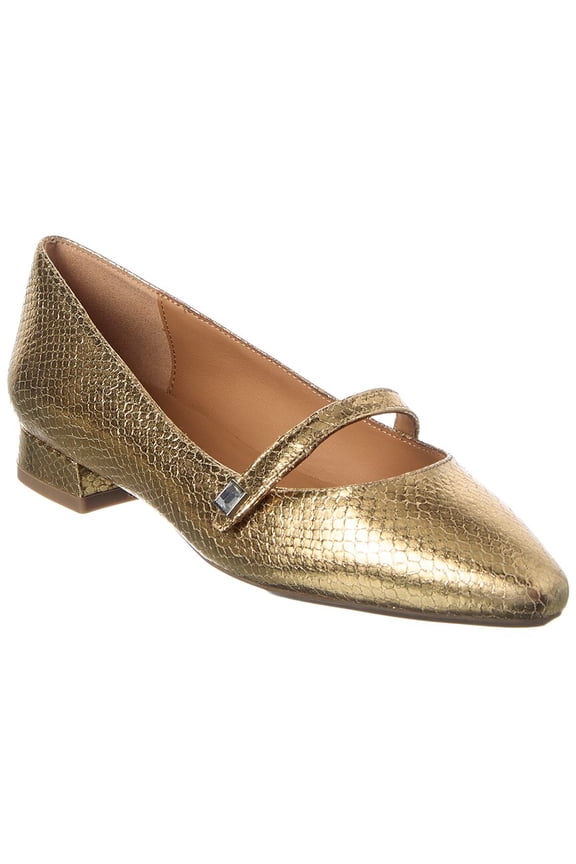 Priya Waterproof Leather Flat, 7, Metallic