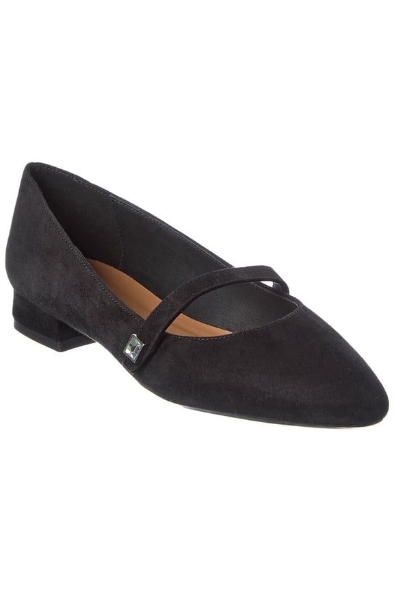 Priya Waterproof Suede Flat, 7, Black