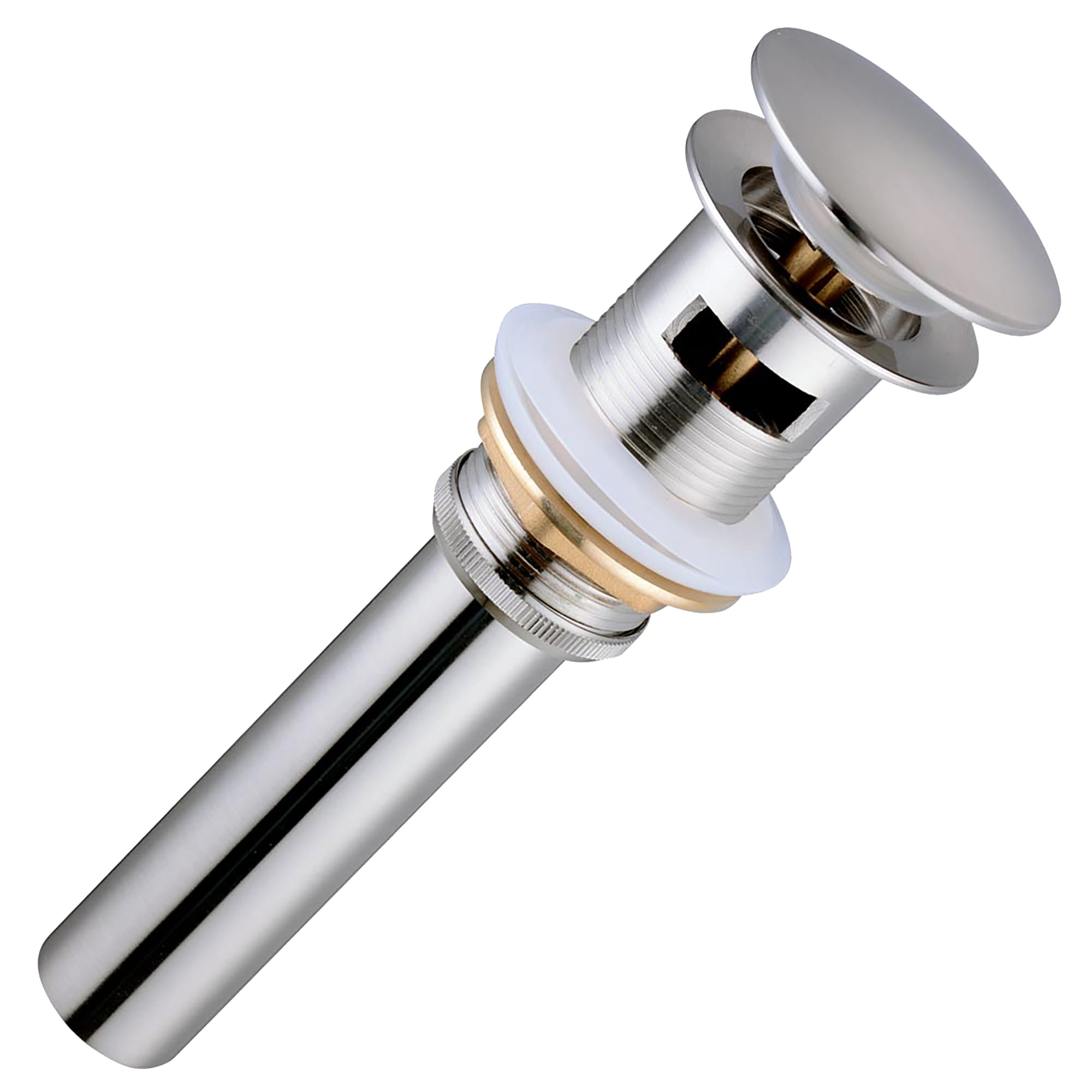 Brushed Nickel Solid Brass Bathroom Pop-Up Drain with Overflow