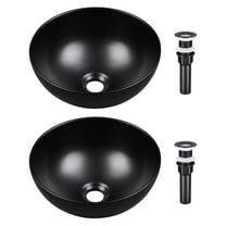 Aquaterior 12" Bathroom Vessel Sink Round Bowl Countertop Pop up Drain 2 Pack