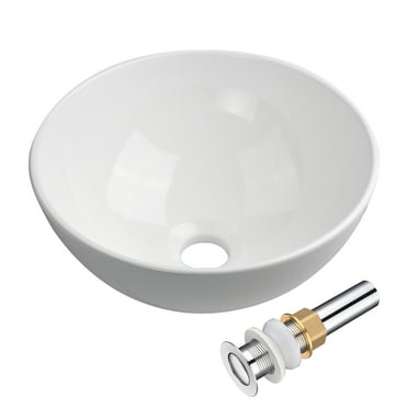Aquaterior 12" Vessel Sink Above Counter Washing Basin Bowl Bathroom Porcelain Sink with Drain Counter Top Lavatory