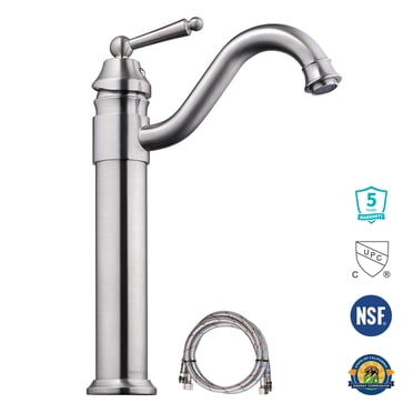 Aquaterior 13-1/2" Tall Bathroom Faucet Vessel Sink Single Handle Brushed Nickel CUPC NSF