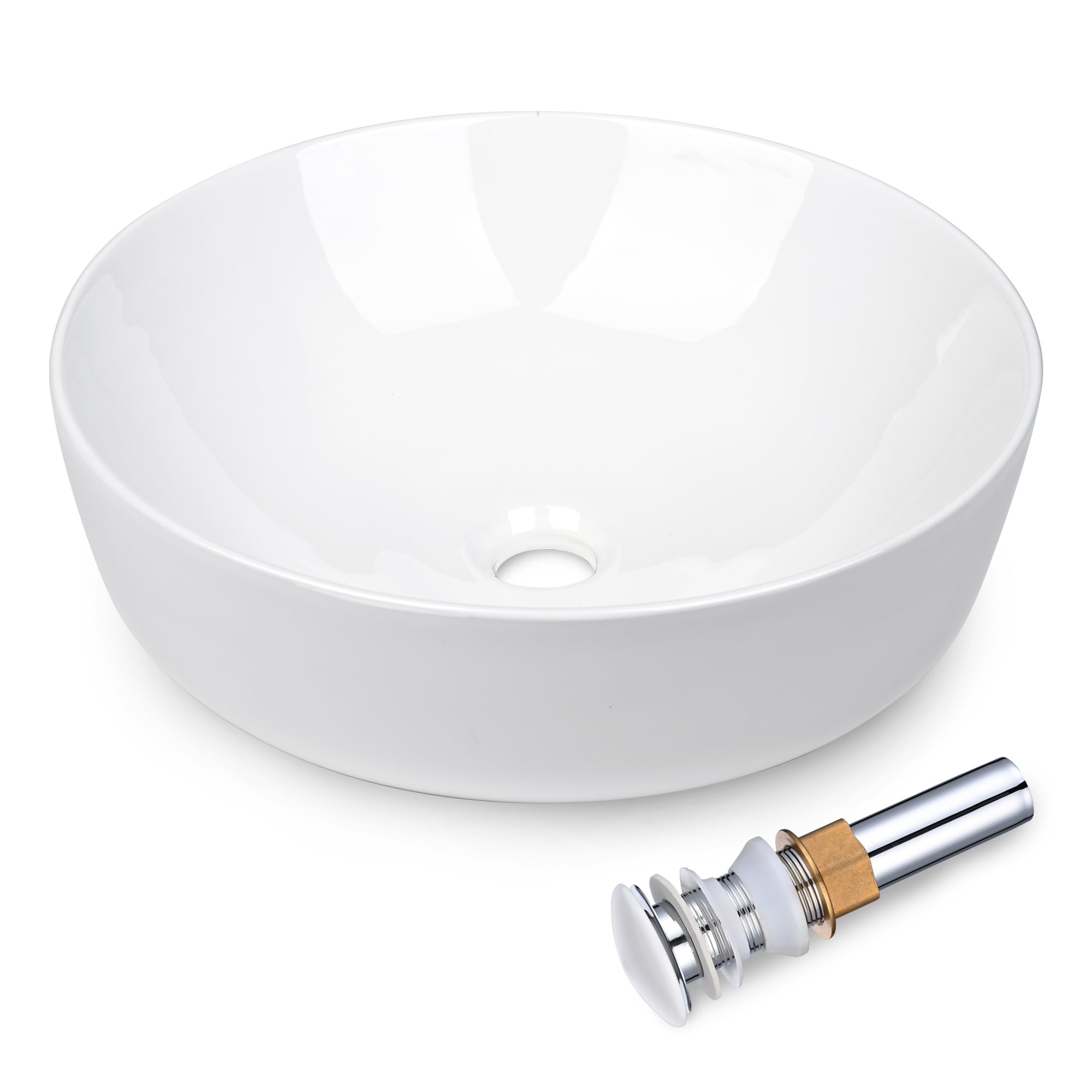 Aquaterior 16" Round White Ceramic Above-Counter Vessel Sink