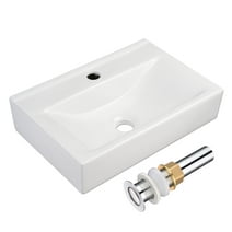 Aquaterior 18" Wall Mount Sink Ceramic Sink Washing Basin for Bathroom with Drain
