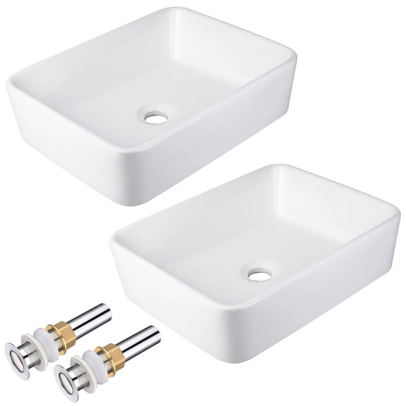Aquaterior 2 Pack Rectangle Porcelain Above Counter Rectangle Porcelain Above Counter Vessel Sink Ceramic Basin