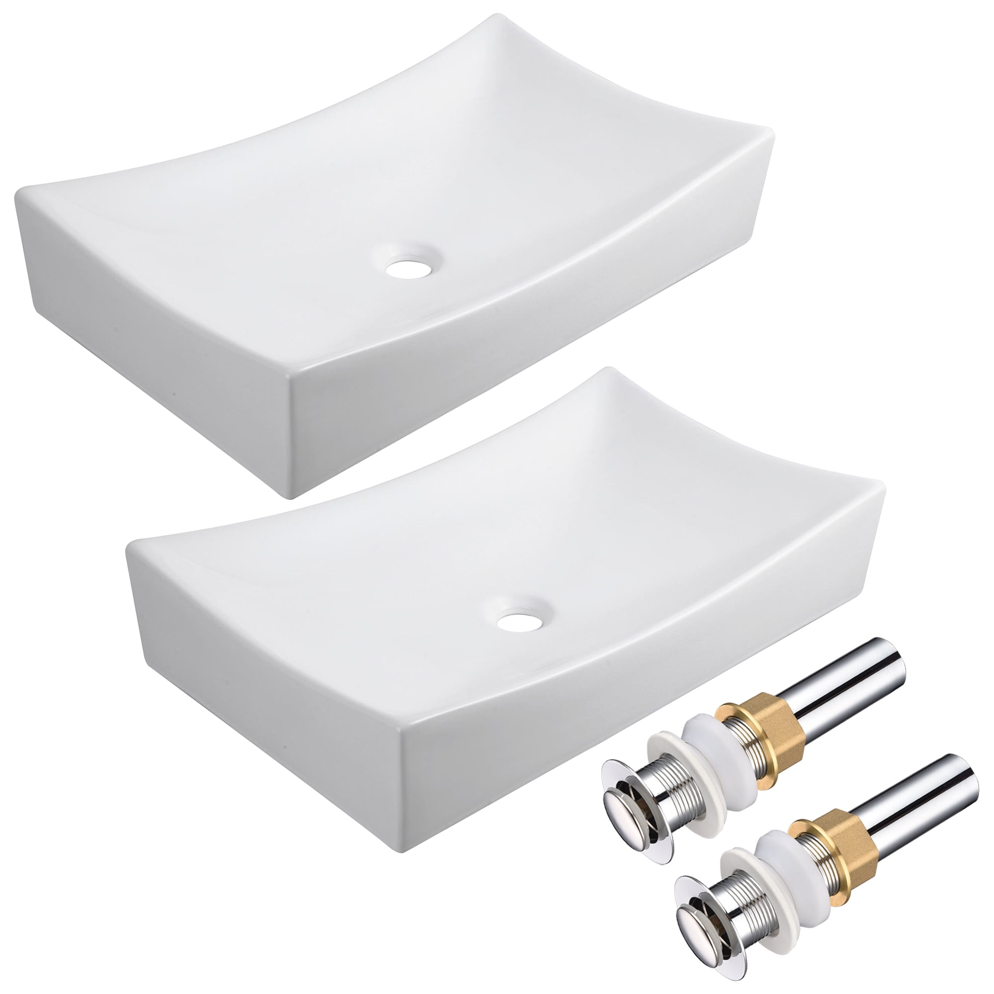 Aquaterior 26" White Ceramic Above-Counter Vessel Sink Set