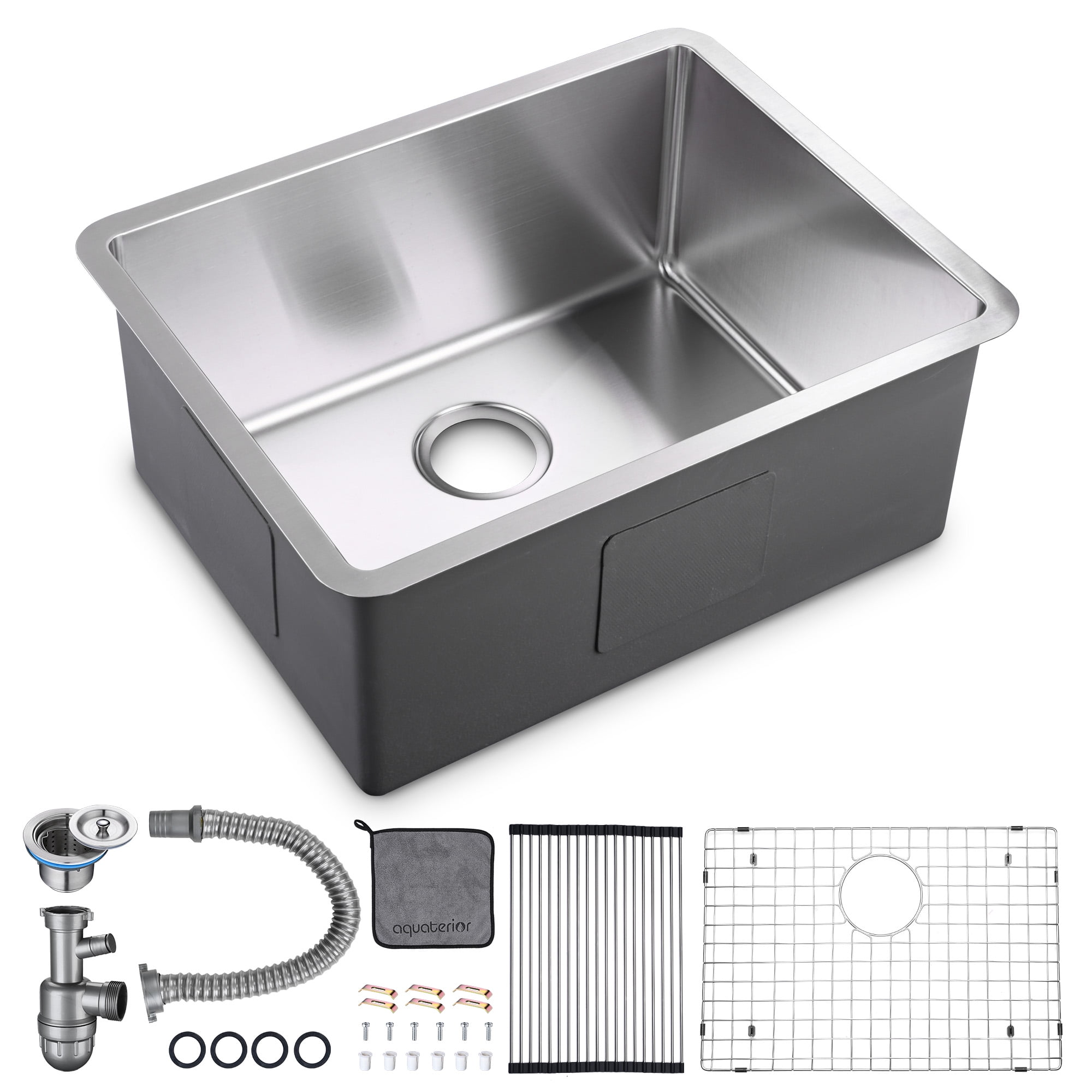 23'' Gray Stainless Steel Undermount Kitchen Sink with Accessories